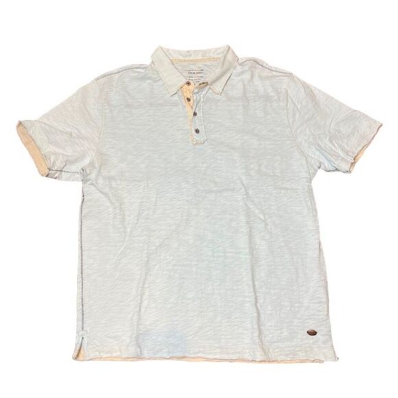 True Grit Young and Free Men's Burnout Slub Button Polo Light Blue M - Picture 1 of 14
